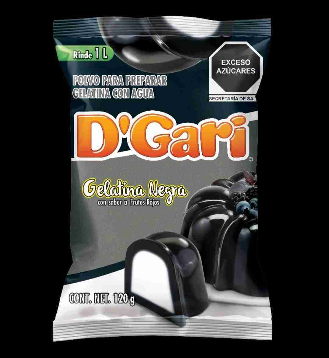 Gelatina D`Gari negra sabor frutos rojos 120gramos