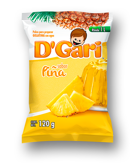Gelatina D`Gari sabor piña con color de 120gramos