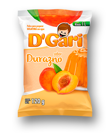 Gelatina D`Gari sabor Durazno con color de 120GRAMOS