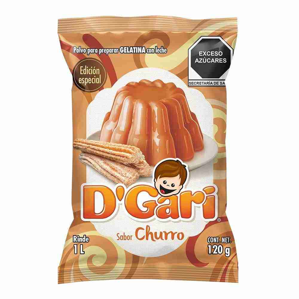 Gelatina D`Gari sabor Churro con color de 120 gramos