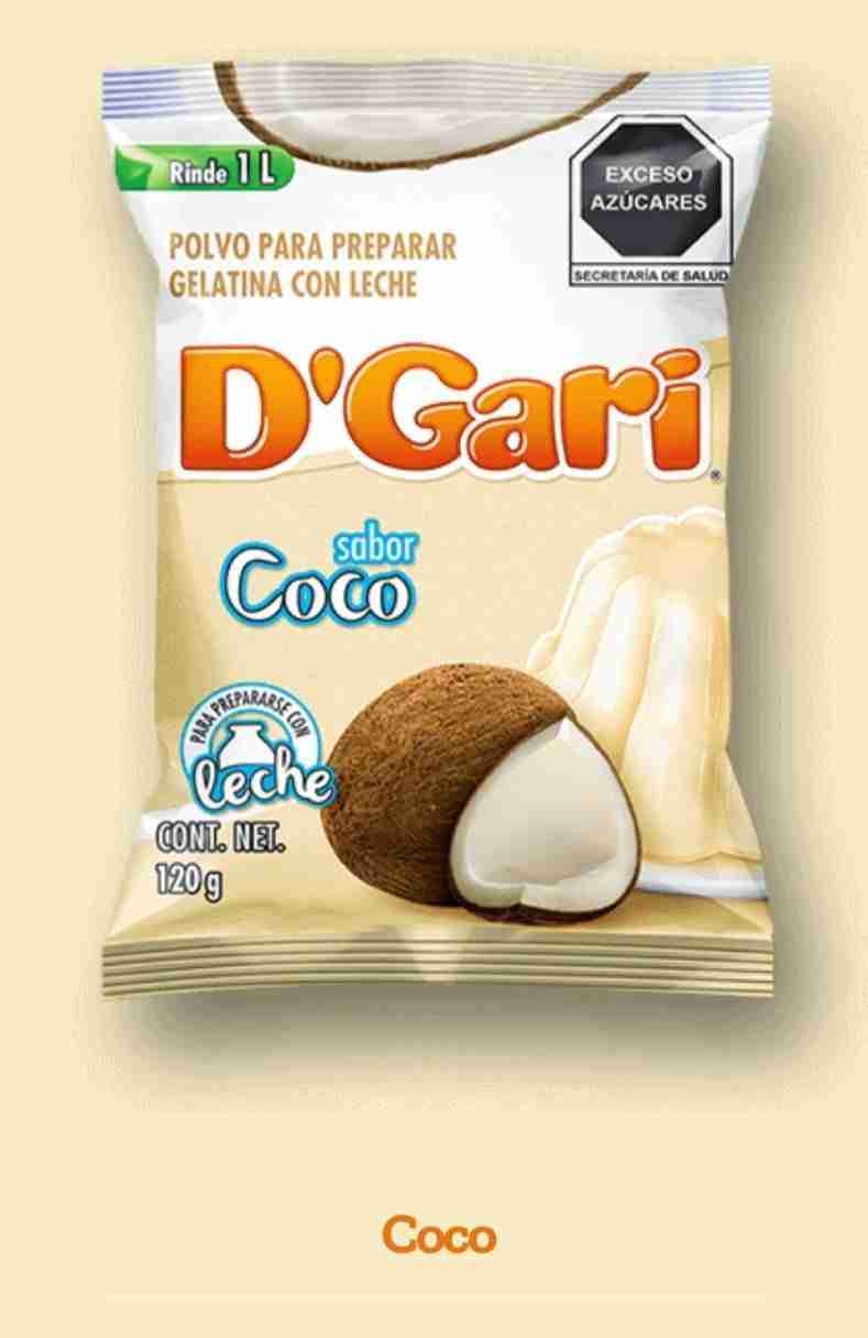 Gelatina D`Gari sabor Coco de 120 gramos