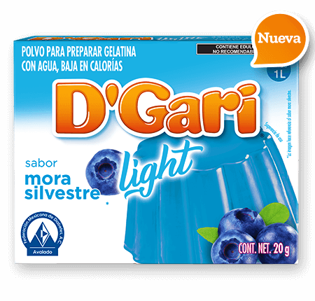 Gelatina D`Gari light sabor Mora Silvestre con color de 20 gramos Rinde 1 litro