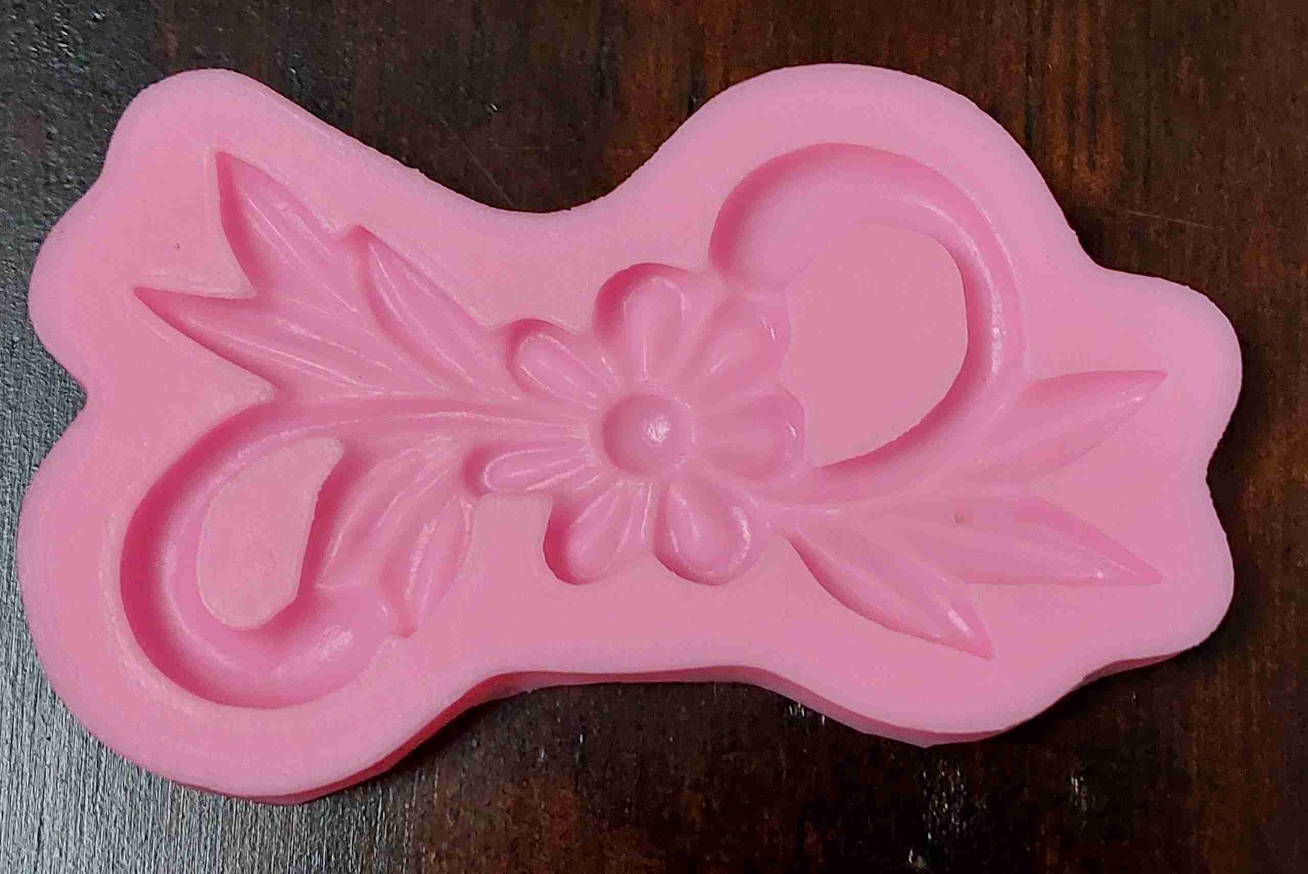 Molde silicón flor y tallo con hojas