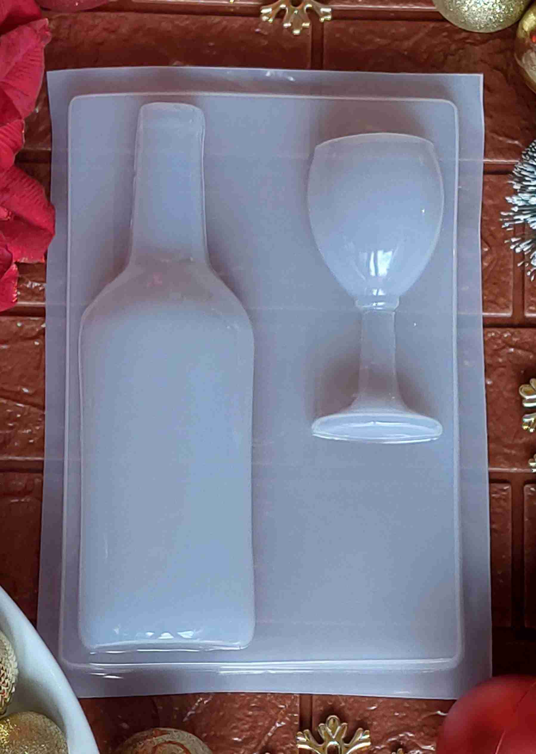 Molde botella vino y copa
