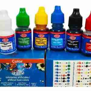 Colorantes Comestibles, colores básicos, 6 frascos de 9ml cada uno