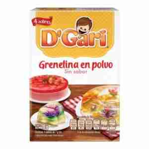 Grenetina en polvo sin sabor contiene 4 sobres de 7 gramos cada uno total 28 gramos